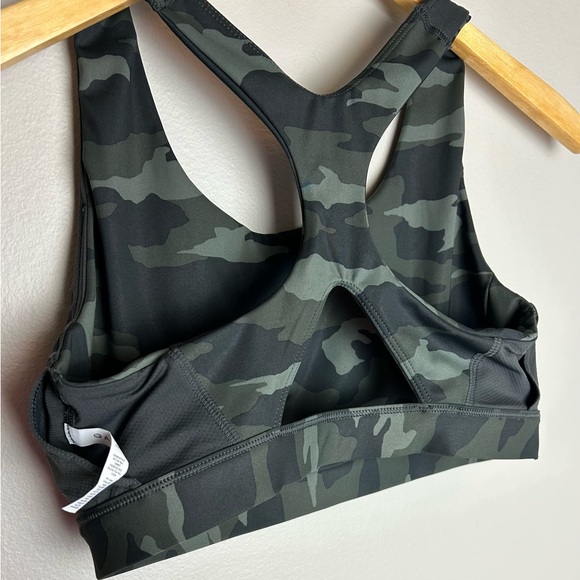 Athleta Sports Bra A B C Cup Compression Camouflage Green Black Medium Keyhole - Picture 3 of 8